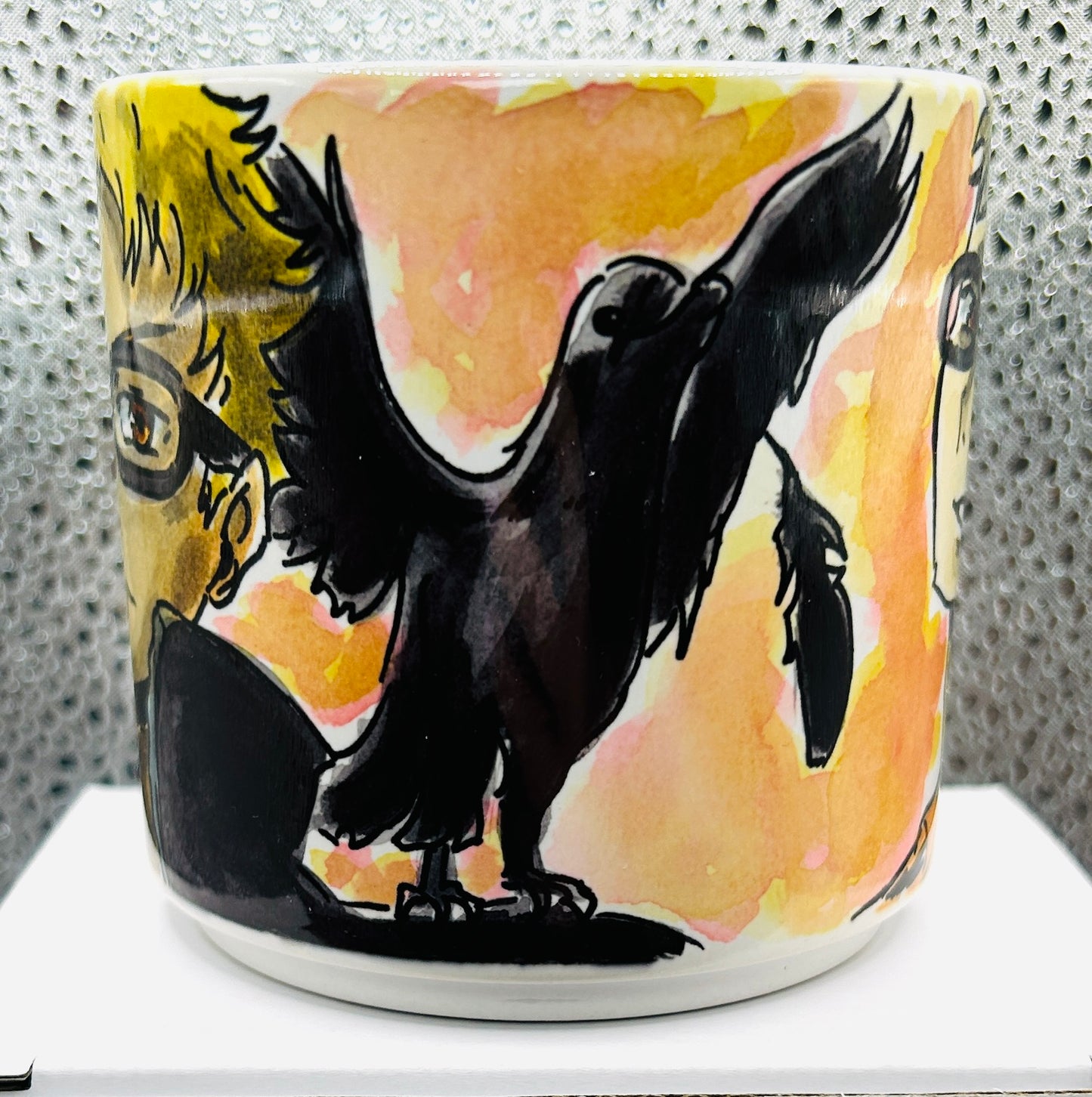 Tazza Tsukishima – Design Minimal Ironico Dipinto a Mano | Haikyuu
