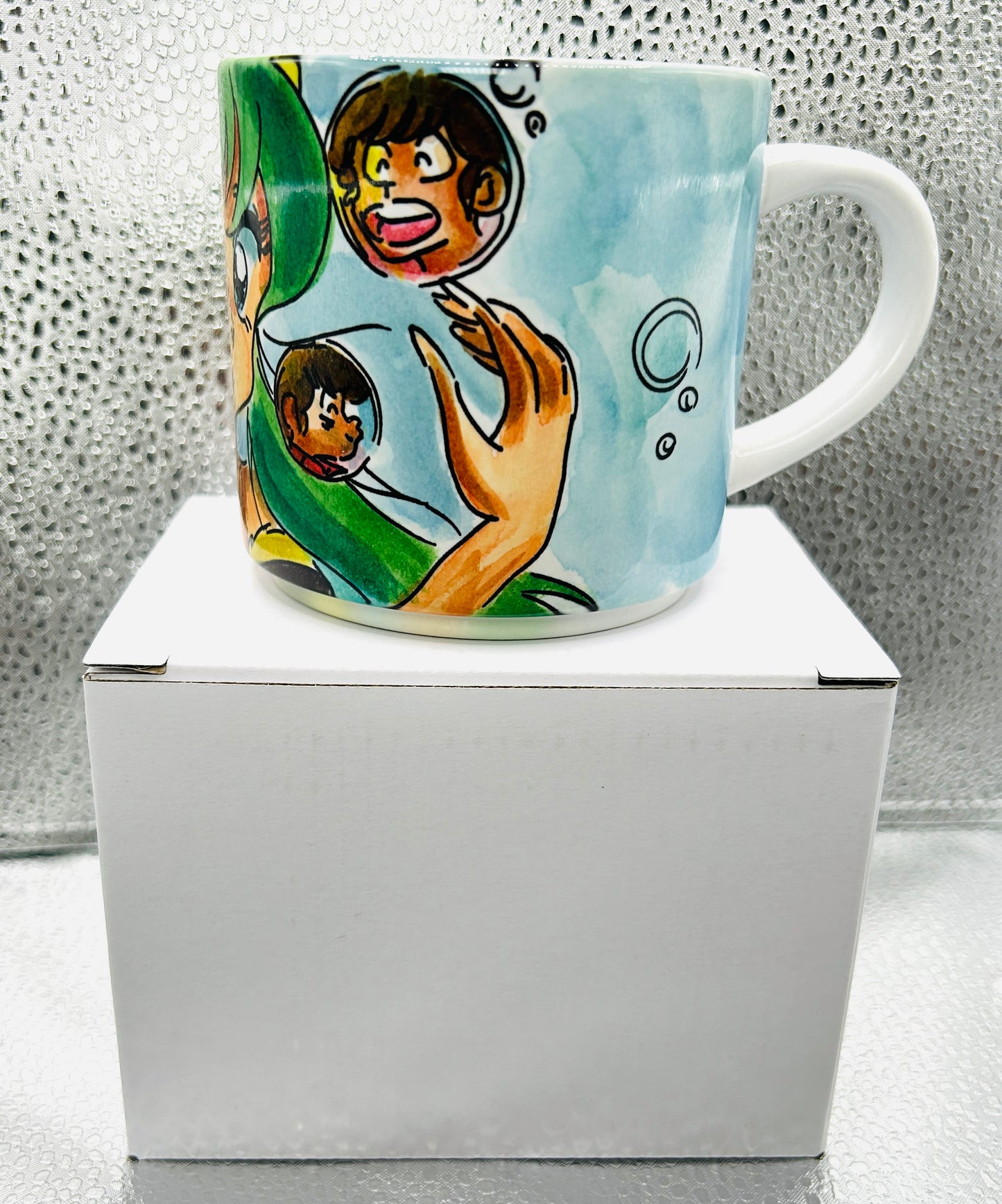 Tazza Lamù – Illustrazione Acquarello con Bolla dei Ricordi | Anime Mug Personalizzata
