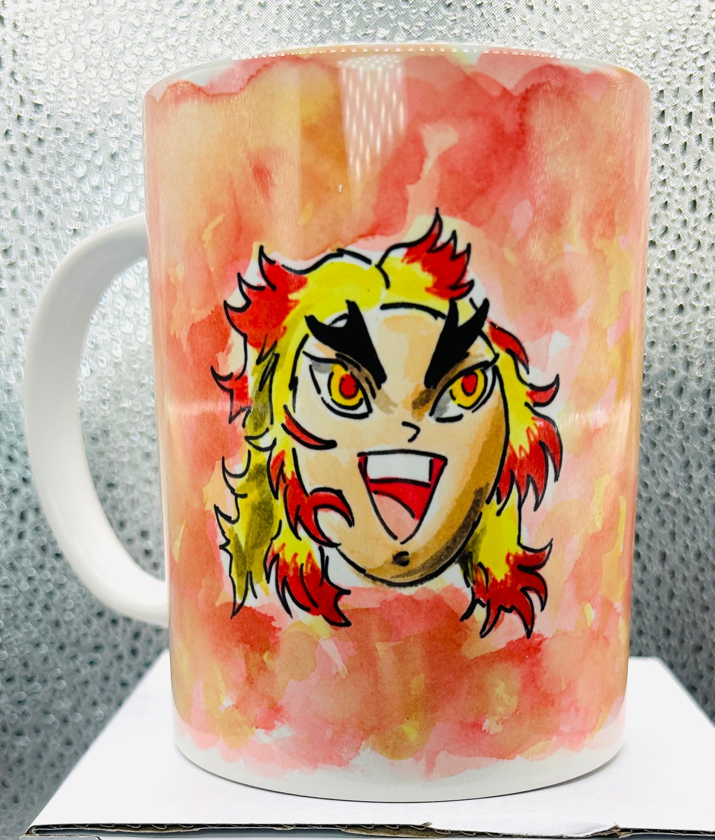 Tazza Rengoku Disegnata a Mano – Demon Slayer Anime Mug 🔥