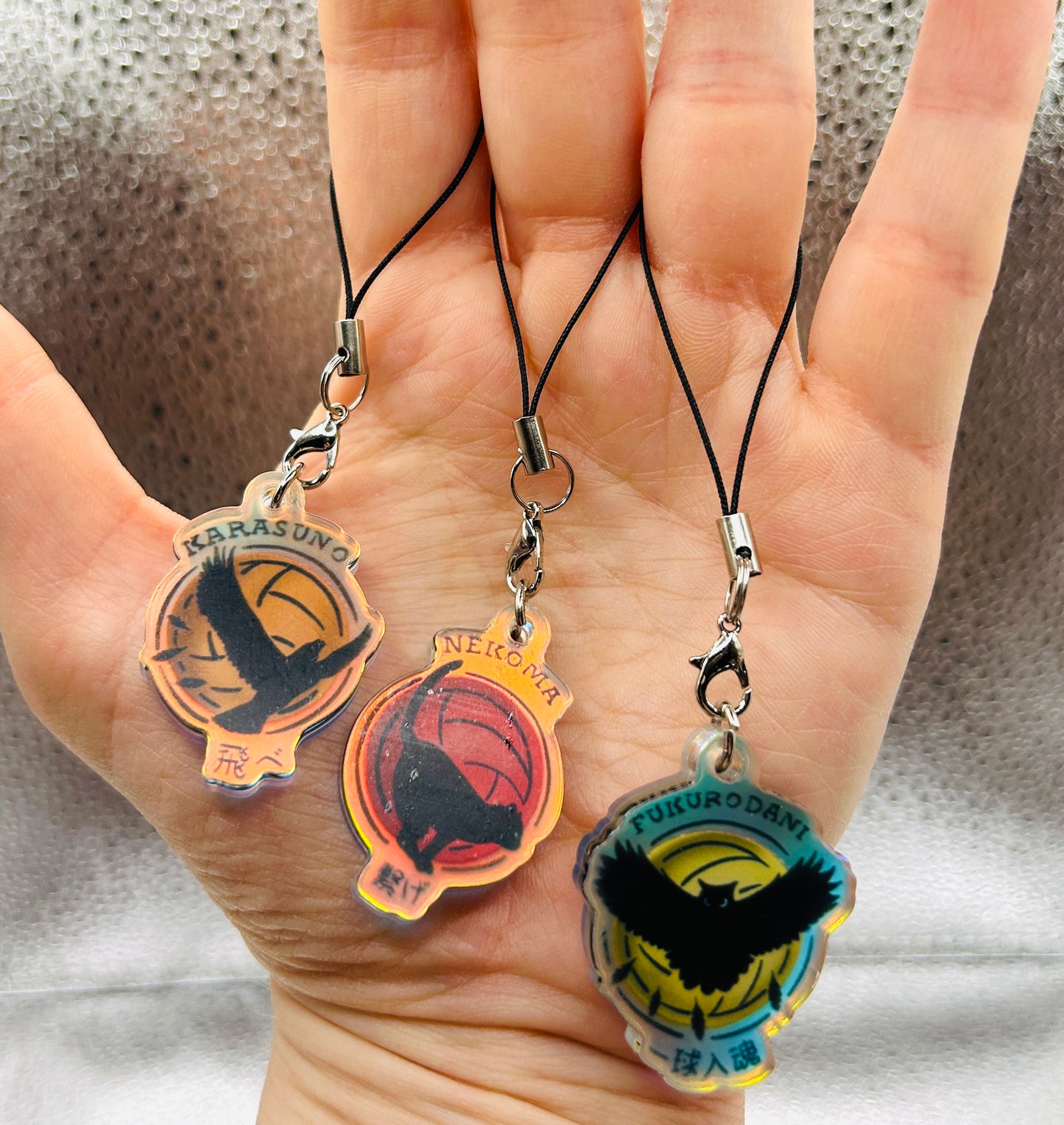 Bundle Phone Charm Haikyuu Disegnati a Mano – Nekoma, Karasuno & Fukurodani 🏐