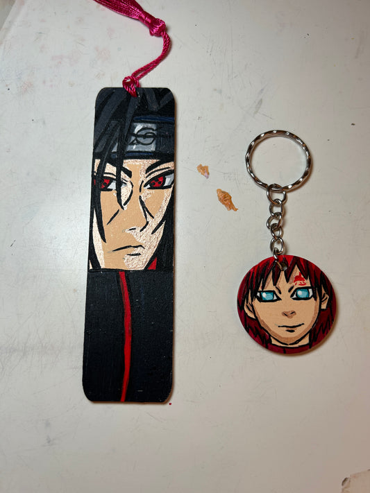 Segnalibro Itachi e portachiavi Gaara