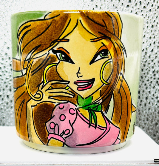 Tazza floreale artistica – Tazza in ceramica con illustrazione artigianale