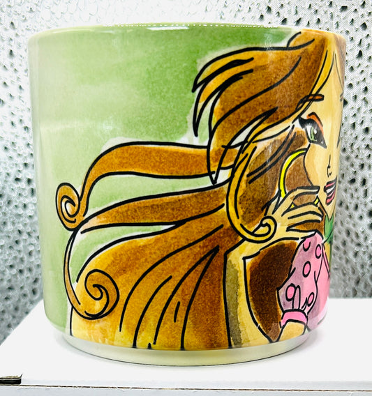 Tazza floreale artistica – Tazza in ceramica con illustrazione artigianale