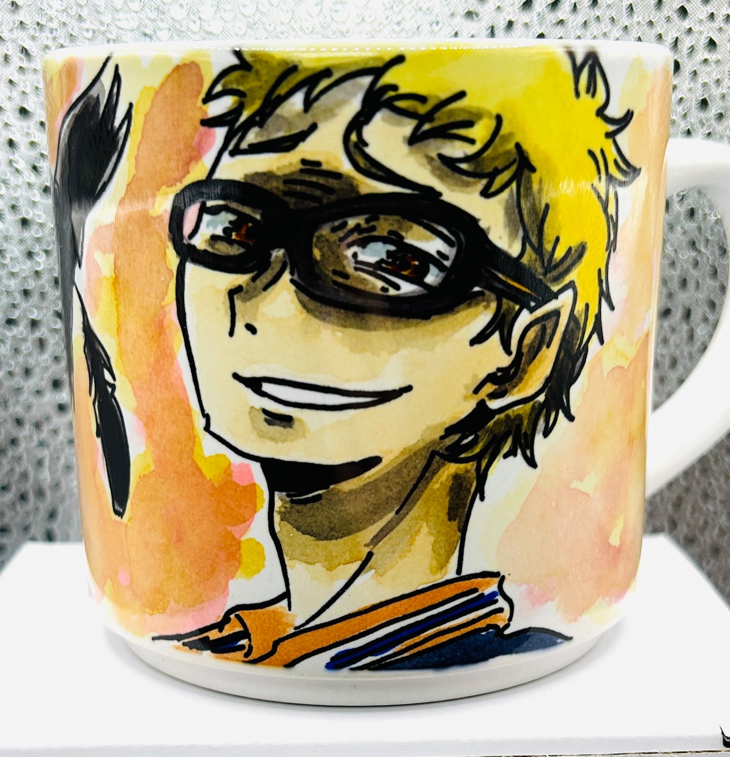 Tazza Tsukishima – Design Minimal Ironico Dipinto a Mano | Haikyuu
