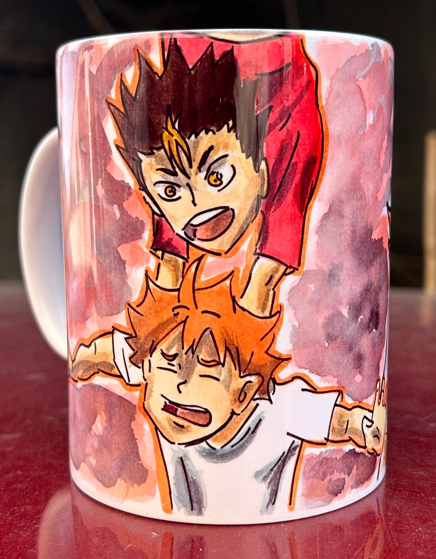 Tazza Shoyo & Nishinoya – Design Anime Ironico Dipinto a Mano