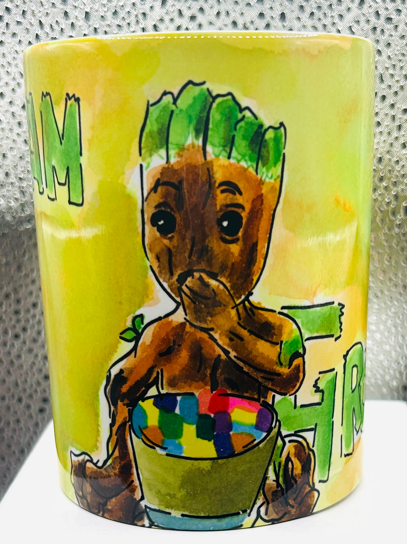 Tazza disegnata a mano – "I Am Groot" (Guardiani della Galassia)