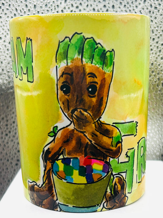 Tazza disegnata a mano – "I Am Groot" (Guardiani della Galassia)