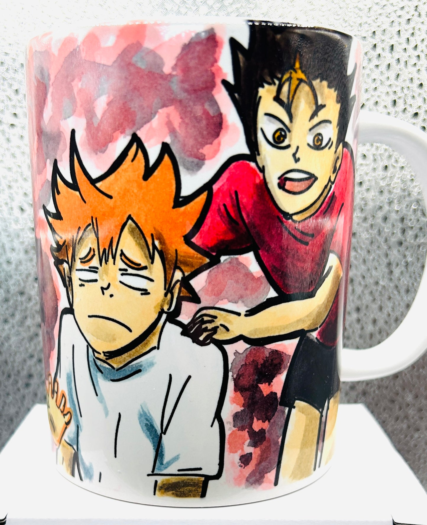 Tazza Shoyo & Nishinoya – Design Anime Ironico Dipinto a Mano