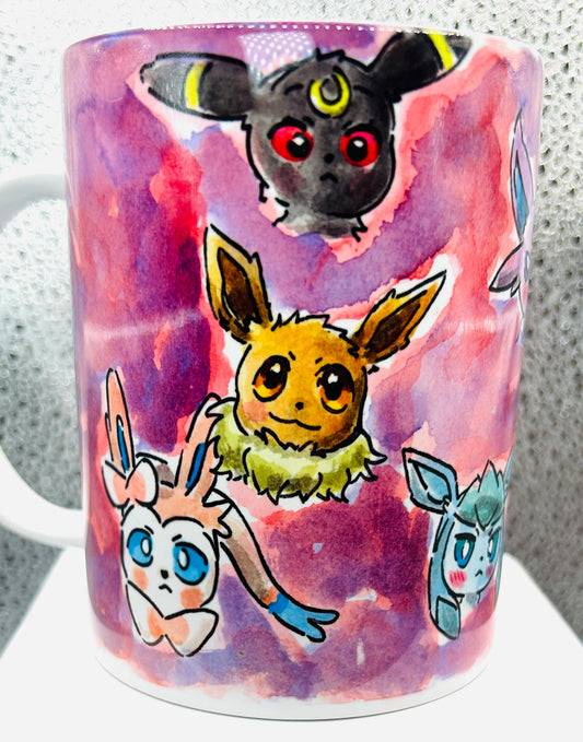 Tazza Evoluzioni Eevee Pokémon – Tutte le Eeveelutions Dipinta a Mano
