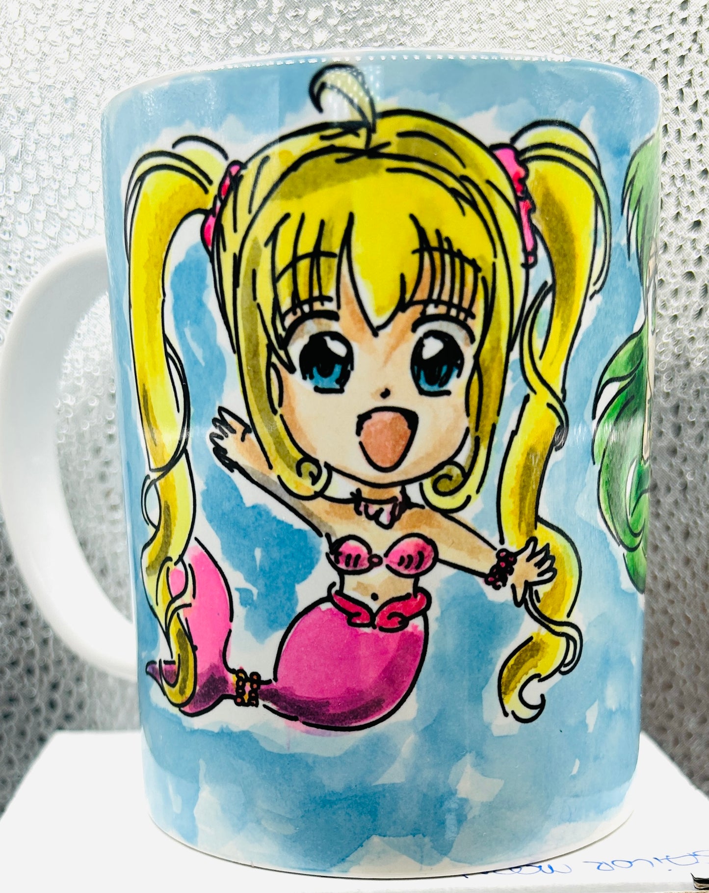 Tazza Mermaid Melody Trio – Lucia, Hanon e Rina Design Anime Dipinto a Mano
