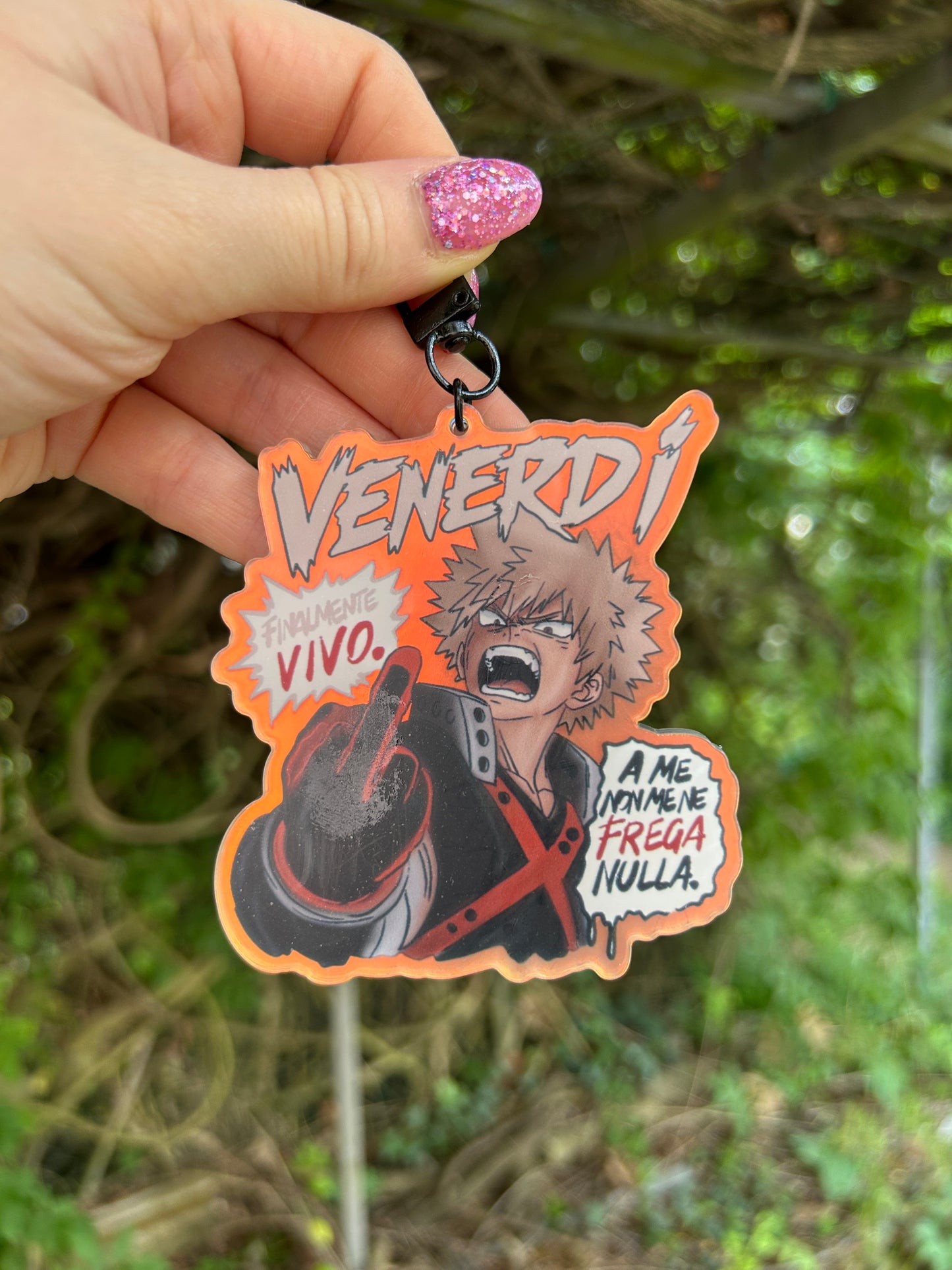 Portachiavi Bakugo “Friday Mood” Disegnato a Mano 💥