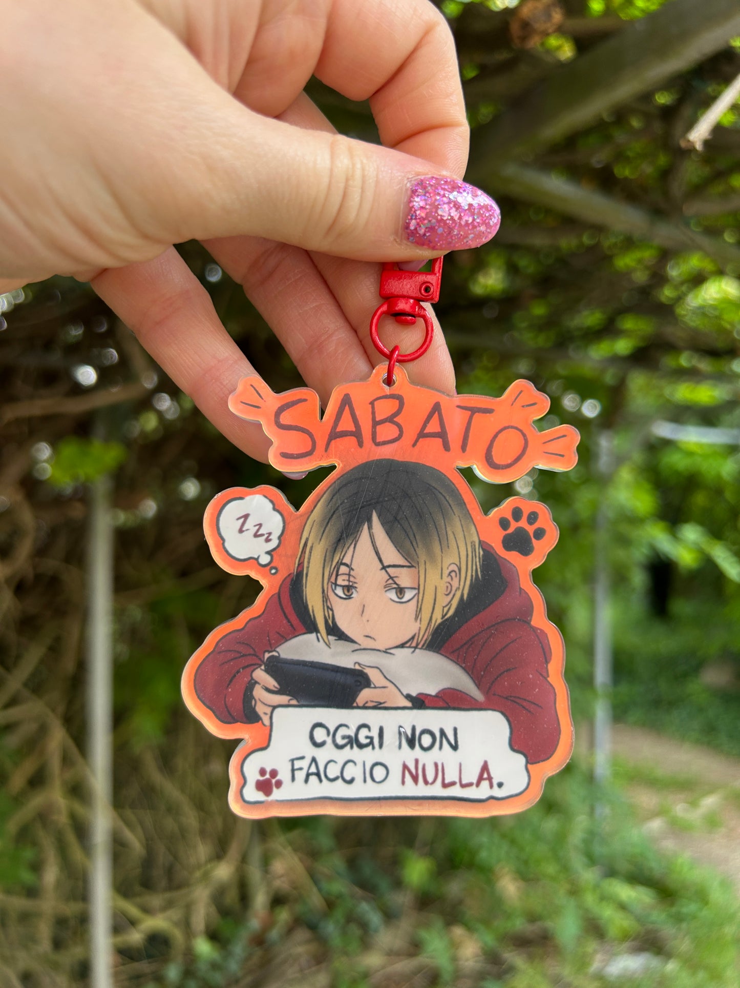 Portachiavi Kenma “Saturday Mood” Disegnato a Mano 🐈
